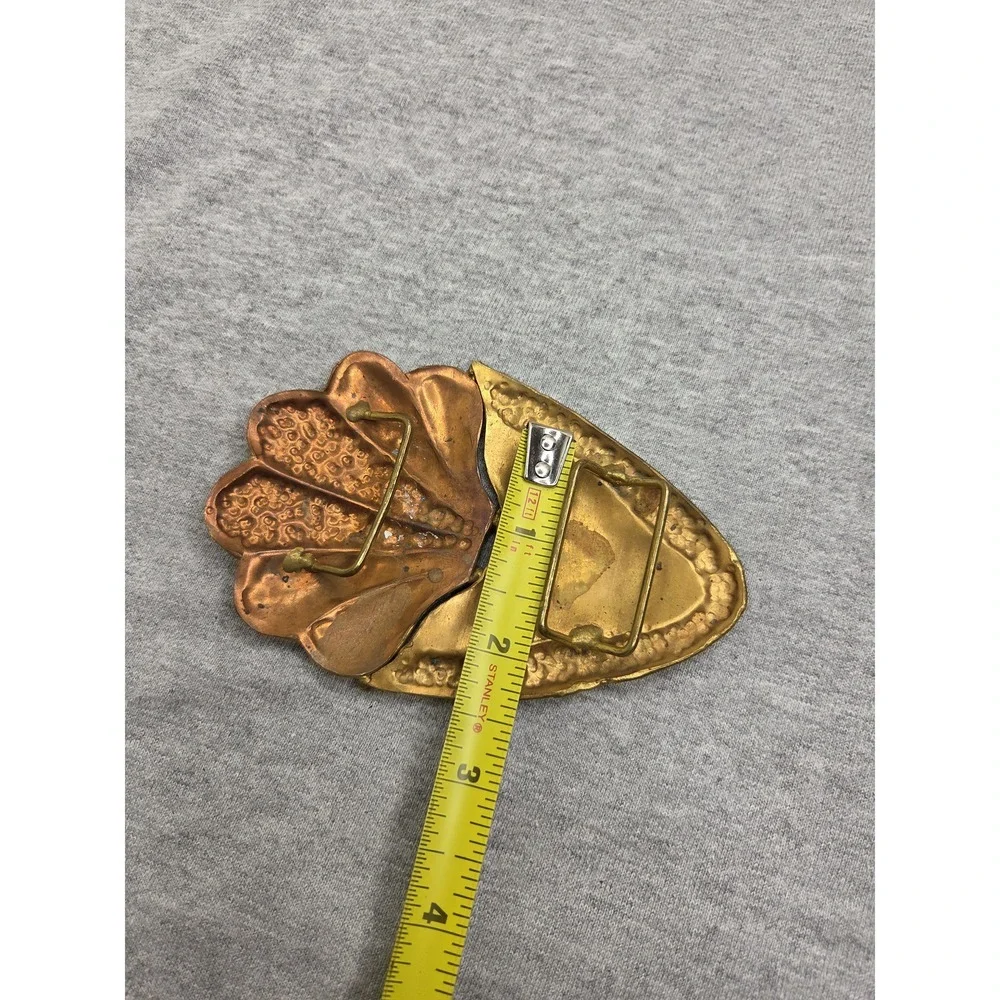 Vintage Brutalist Abstract Shell Bronze Gold Belt Buckle